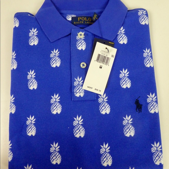 Polo Ralph Lauren Classic Fit Pineapple Print Design W Pony Polo Shirt NWT